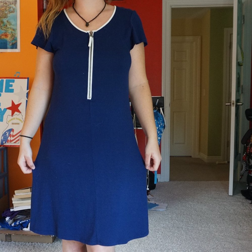 Zip-Up Blue Dress